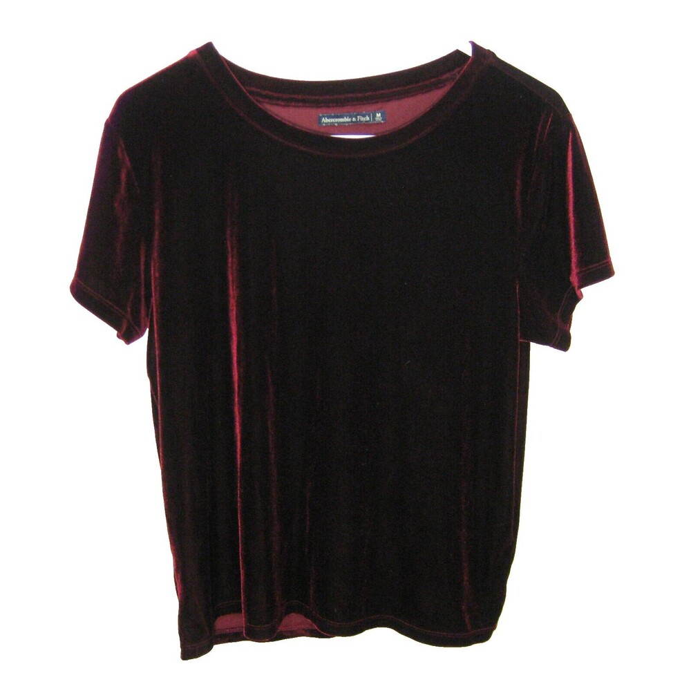 Vintage ABERCROMBIE & FITCH Women's Medium Burgundy Red Short Sleeve Shirt Top